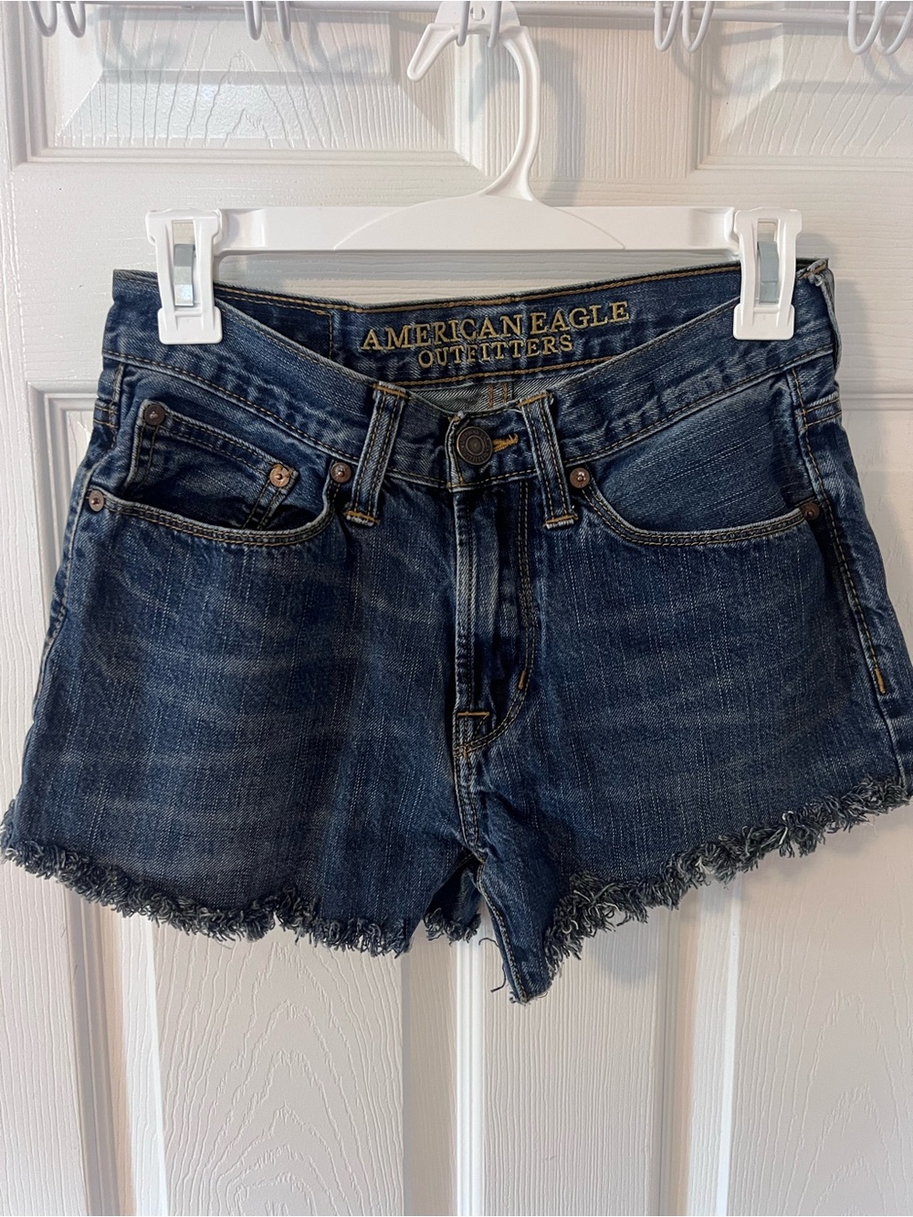 American Eagle Outfitters Indigo Washed Denim Cutoff Shorts Frayed Y2K Boho